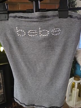 Y2k vintage authentic Bebe Logo Black and White Striped Rhinestone Tube Top